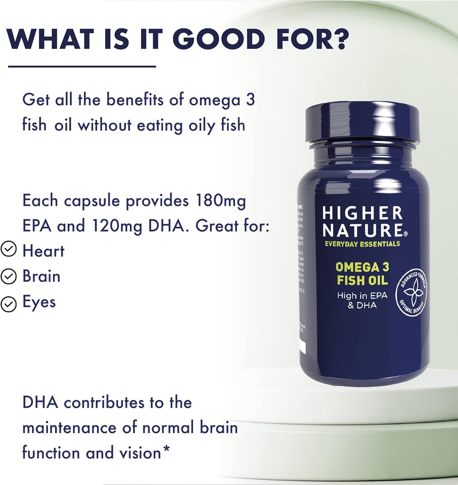 Higher Nature Omega 3 1000Mg Fish Oil Capsules Eye Health & Brain 180Mg EP eBay