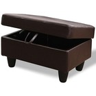 Faux Leather Storage Ottoman Bench, Storage Chest, Foot Rest Stool, Brown
