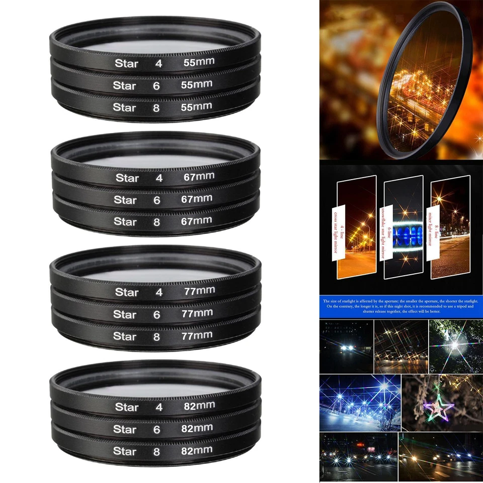 3 Pieces DSLR Camera filter with Bag Photography Accessories Variable Starburst - Image 1 of 1