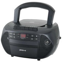 Groov-e Traditional Boombox Portable CD & Cassette Player with Radio│LED Display