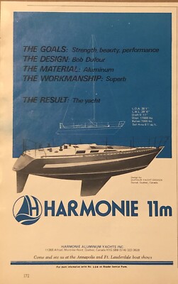 1981 Harmonie Aluminum Yachts PRINT AD Montreal Canada Dufour Design VTG 80s 5x8