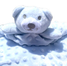 Crevent Teddy Bear Lovey Baby Blanket Blue Dot Textured Plush Comfort Security 