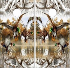 Mallard Duck Buck Snow Camo LAMINATED Cornhole Wrap Bag Toss Skin Decal Sticker