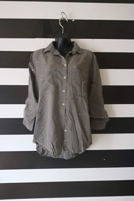 Thread & Supply Women's Shirt Long Sleeves Button Front Gray Size XS