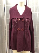 Cejon, Woman, Sweater, 100% Acrilic, Red wine color, Size L, Tissue,Buttons.!