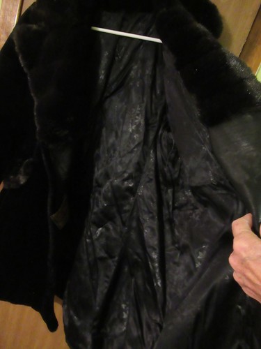 Vtg WOMENS S Sealane Hillmoor Black Plush Faux Fur Coat Faux Mink Collar & Trim - Picture 9 of 9