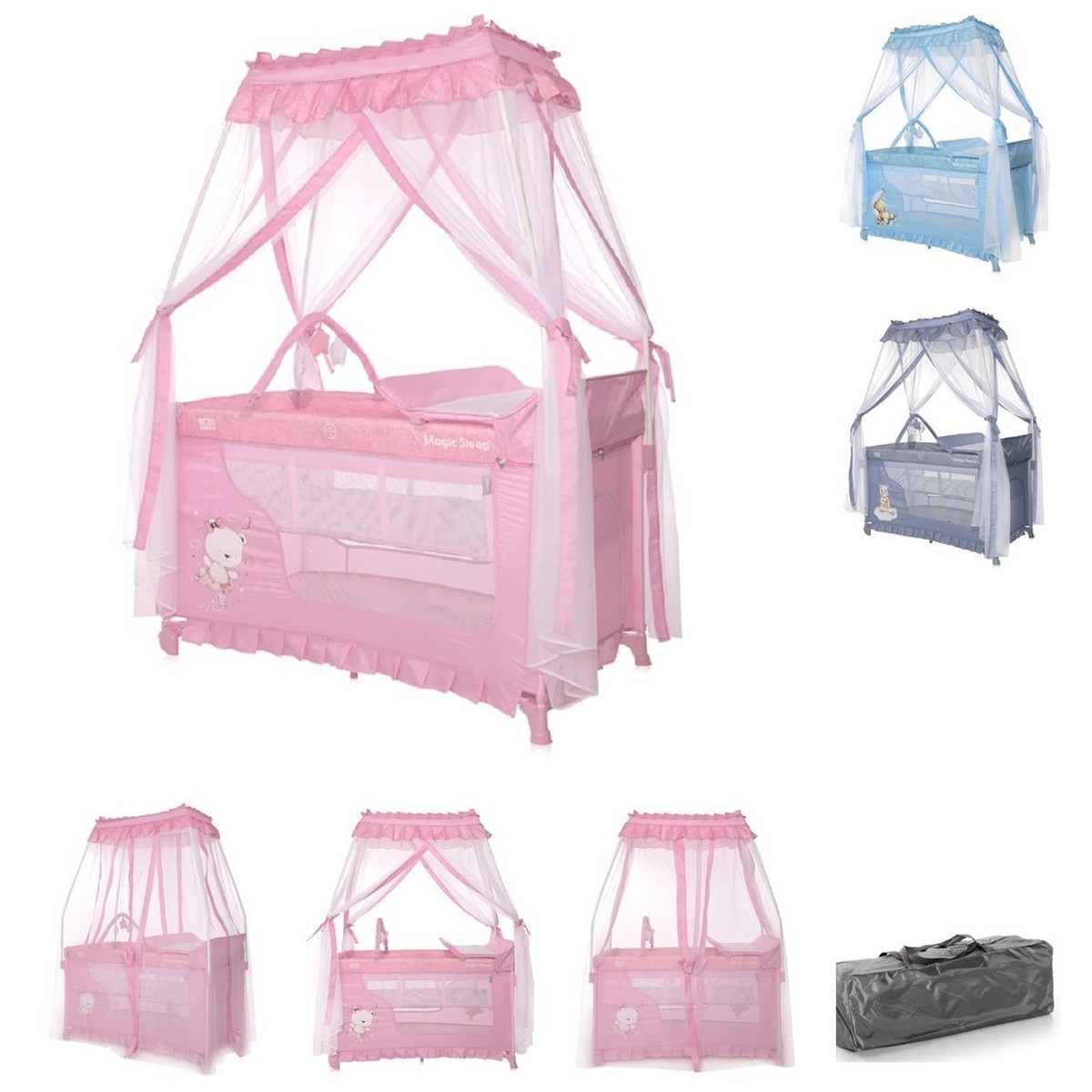 Lorelli travel bed magic sleep levels canopy mobile changing pad