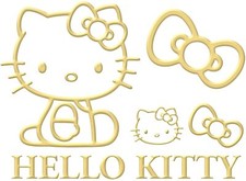 Seiwa Kt546 Hello Kitty Car Sticker Emblem Gold 1 Piece Dress Up New Japan Fs