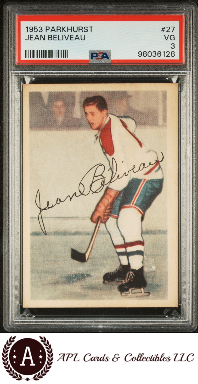 1953 Parkhurst #27 Jean Beliveau PSA 3 SHARP