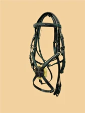 Leather Horse Snaffle Bridle & Reins Set Black/Brown Leather