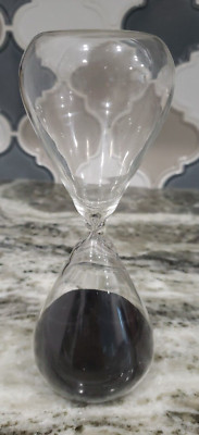 7'' Glass Black Sand Hourglass 15 Minute Timer Clock Egg Kitchen Retro