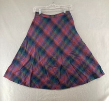 Vintage Womens Wool Blend Skirt Plaid A Line 70s