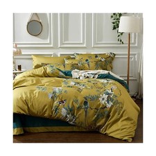 mixinni Garden Style Cotton Flowers and Birds Pattern Printed Duvet Cover Rev...