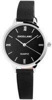 Damenuhr Analog Armbanduhr Kunstleder Schwarz Quartzwerk