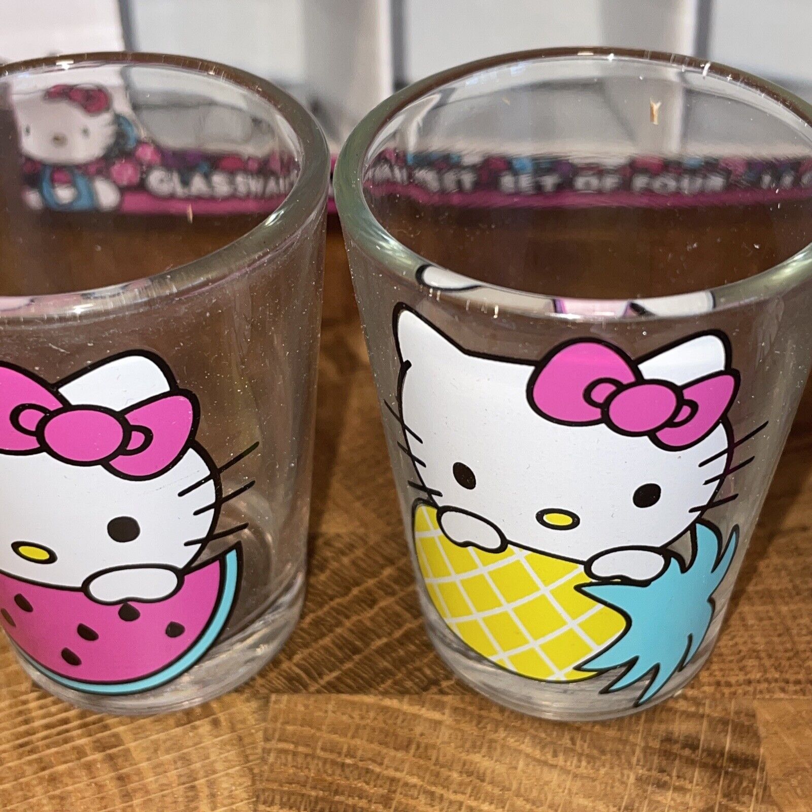 Sanrio NEW Hello Kitty Glassware Set 4 Shot Glasses 1.5oz - 44 ML Each