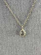 Kendra Scott Tiny  Clear Crystal Teardrop Pendant Silver Tone Necklace 17"