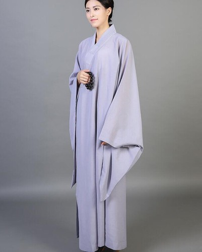 New Buddhist Monk Shaolin Dress Meditation Haiqing Robe Long Gown Kung Fu Suit - Picture 11 of 15