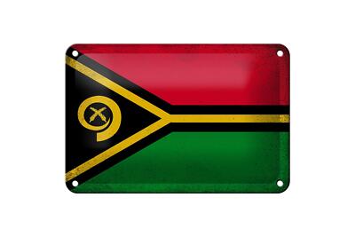 Blechschild Flagge Vanuatu 18x12 cm Flag of Vanuatu Vintage Deko Schild