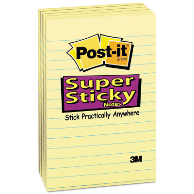 Post-it Canary Yellow Note Pads Lined 4 x 6 90-Sheet 5/Pack 6605SSCY