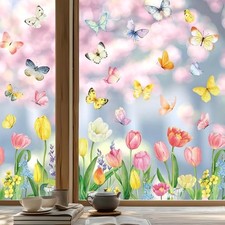 9 Sheets Spring Summer Window Clings for Windows Flower Butterfly Design 11