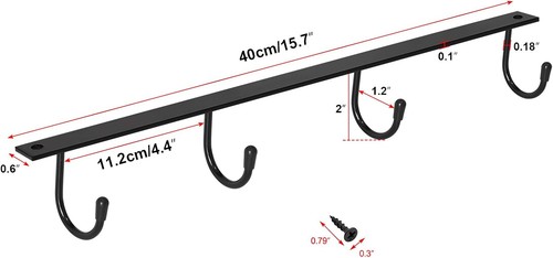 MOCOUM Under Cabinet Metal Mug Holder - Iron Hanging Rack for Coffee Black - 第 2/5 張圖片