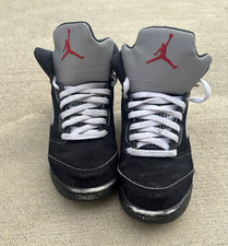 Jordan Air Jordan 5 Unisex Kids Sneaker 2.5Y Black/Gray/White/Red Suede