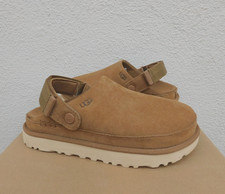 UGG CHESTNUT GOLDENSTAR CLOG SUEDE PLATFORM SANDALS, WOMEN US 5.5/ EUR 36.5 NIB