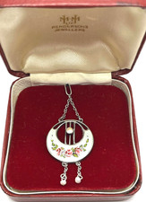 ANTIQUE CHARLES HORNER ARTS AND CRAFTS  SILVER/ENAMEL PENDANT, CHESTER, 1914