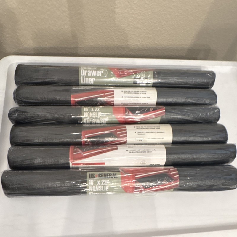 US General Nonslip Drawer Liner 16 x 22 in Black 6 Pack MPN 66949