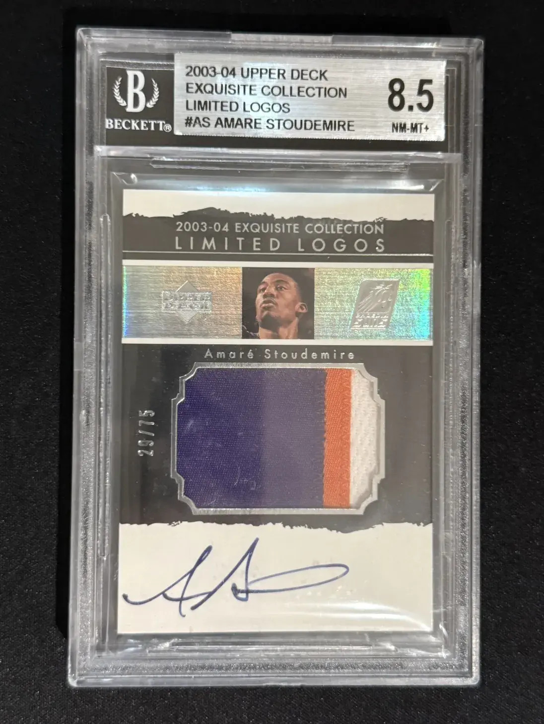Amare Stoudemire 2003 UD Exquisite Limited Logos /75 BGS 8.5 AUTO 10 RD65