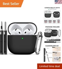 For Airpods 4 Case Cover 2024 with Cleaner Kit,Soft Silicone Protective Case for