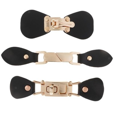 1 Paar Schwarz PU-Leder-Legierung Snap Toggle Button für Taschen Coat Fastener