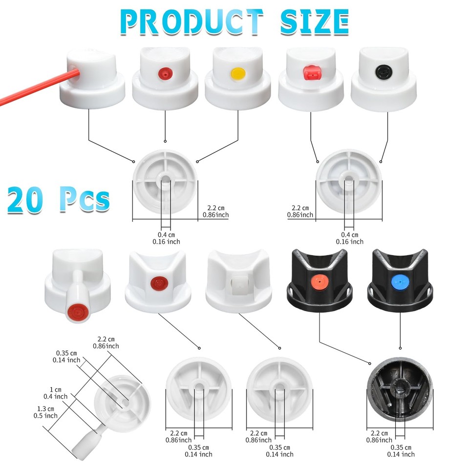 Spray Paint Nozzle and Caps Kit, 20 PCS Universal Nozzle Tips ...