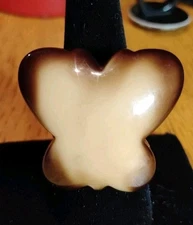 Bold Huge Brown Butterfly Cosmic Marble plastic statement ring 8