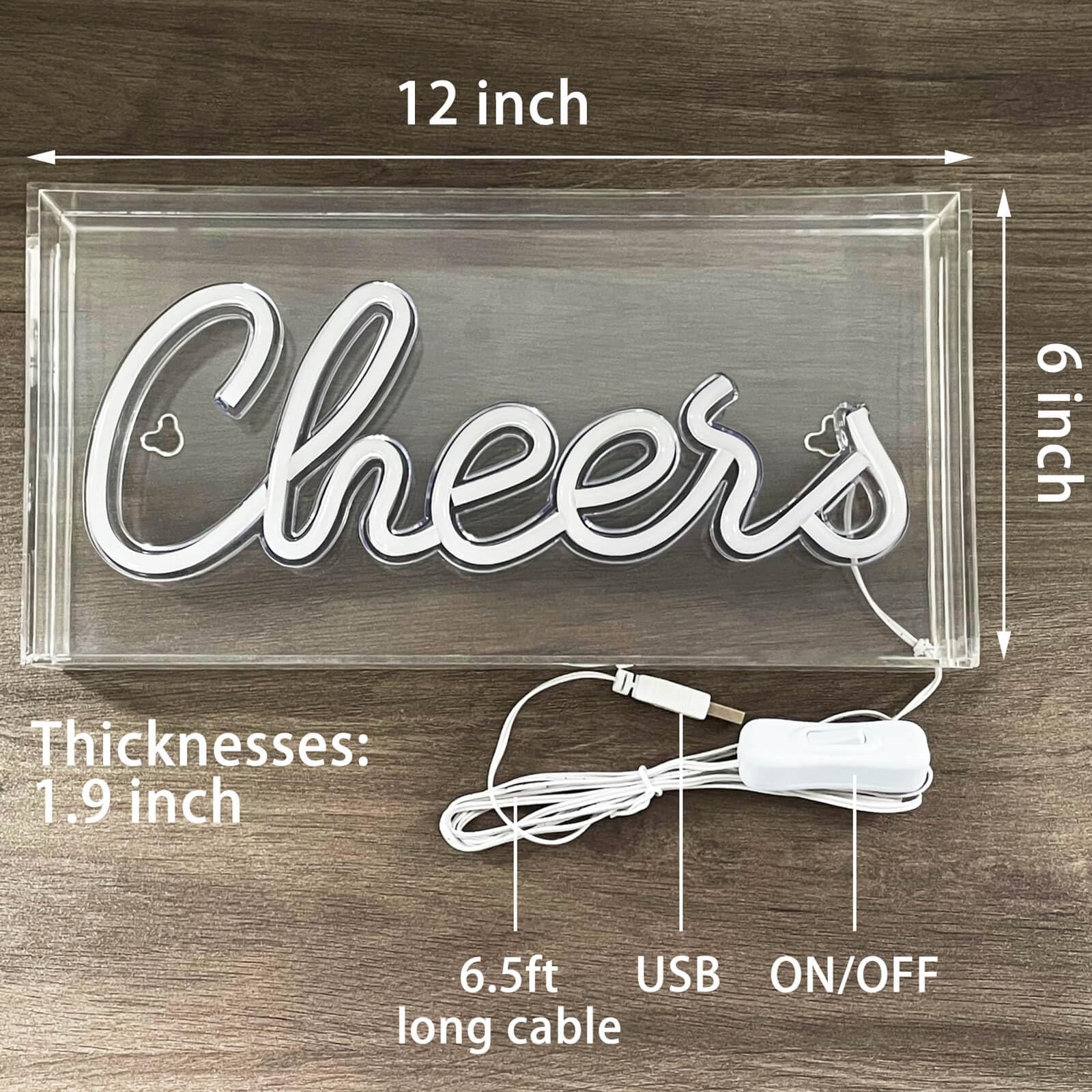 Cheers LED Sign for Decorations, Pink Cheers Light up Sign for Table, USB Bar...