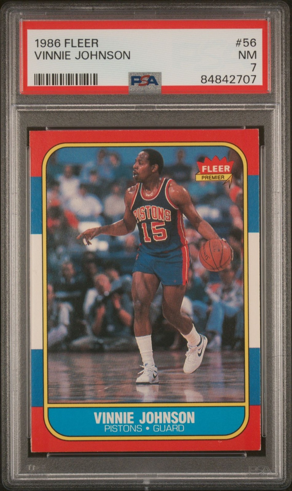 1986 FLEER #56 VINNIE JOHNSON PSA 7