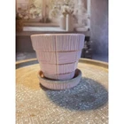 Vintage McCoy USA Pink Ceramic Planter Small Ribbed Basketweave Pot with Saucer