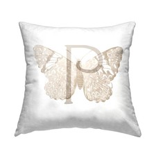 Butterfly Letter Pillow, 18 x 18, Decorative Cushion for Home, Bedroom, Sofa