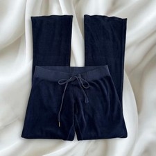 Y2K vintage Juicy Couture navy blue velour flared tracksuit pants