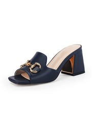 gihubafuil Women's Sandals Peep Toe Slides Chunky Heel Mules Single Band...