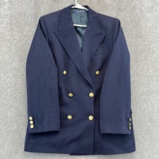 VTG Brooks Brothers Blazer Women 10 Blue Double Breasted Wool Sport Coat 90s