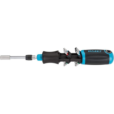 Hazet 810R-4 Ratcheting Bit Screwdriver, 1/4'' Hex Drive, 250mm, 13 Pieces