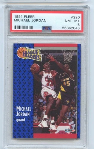 Michael Jordan 1991 Fleer #220 PSA 8 League Leaders Sports Trading Card NBA