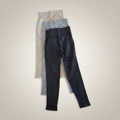 3 Pack Womens High Waisted Acid Wash Seamless Leggings Size M Charcoal Grey Tan