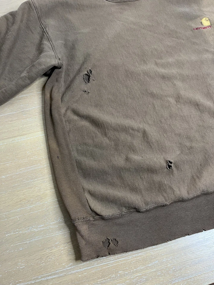 Carhartt Vintage Envejecido Cuello Redondo Resistente Exterior Marrón Años 90’s Foto 3 de 4