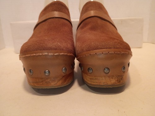 FREE PEOPLE "Calabasas" Sz 9US/40EU Tan Nubuck Leather & Wood Studded Clog - Picture 6 of 13