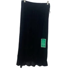 MSK Women Maxi Black Velvet Elastic Waist Skirt Size Large Goth Witchy NWT
