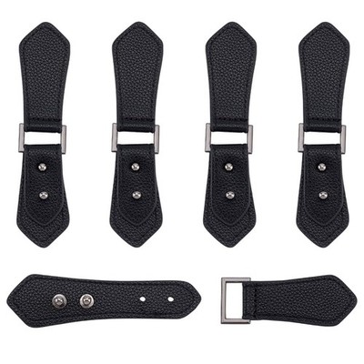 5 Sets Black PU Leather Cloak Clasp Fasteners, Sew on Toggle Closures, Metal