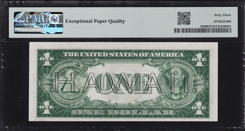 USPC FR#2300 $1 1935 A FRN HAWAII GRADED PMG 63 EPQ CHOICE UNCIRCULATED - Picture 2 of 4