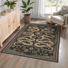 Snake 3x5 Area Rug Washable Non-Slip Dark Grey Gothic Witchy Fantasy Small In...